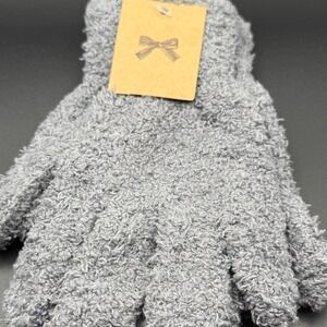 Cozy Fuzzy Plush Gloves Winter Warm Soft Knit Handwear Grey